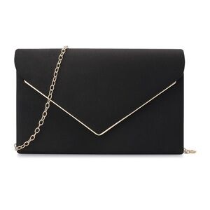 Elegant Black Clutch with Gold Chain